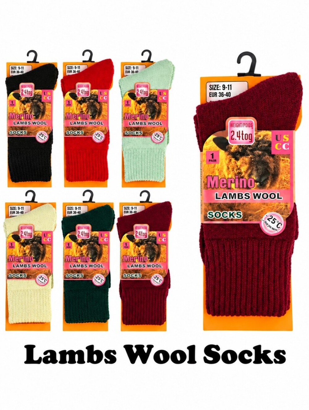 3 Pairs Womens Merino Wool Thermal Winter Boot Socks Size 9-11
